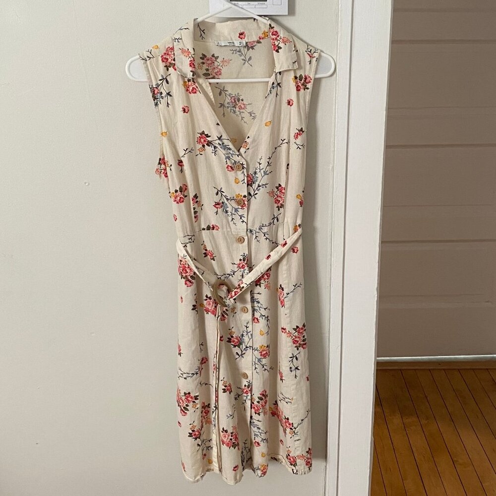 Mango Cotton Floral Midi Dress, Size S